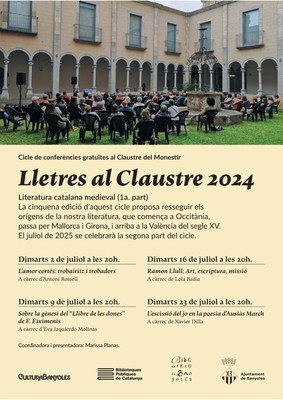La nova edició del ‘Lletres al Claustre’ s’endinsa en la literatura medieval catalana
