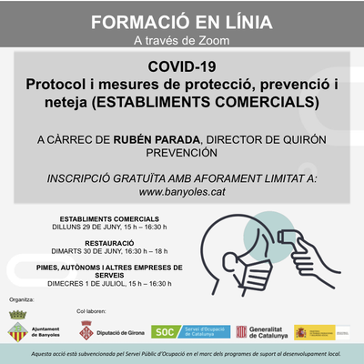 Webinar amb el títol “COVID-19: Protocol i mesures de protecció, prevenció i neteja”, a càrrec del ponent Rubén Parada